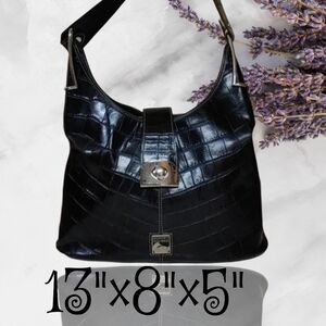 Dooney & Bourke Black croc embossed shoulder bag